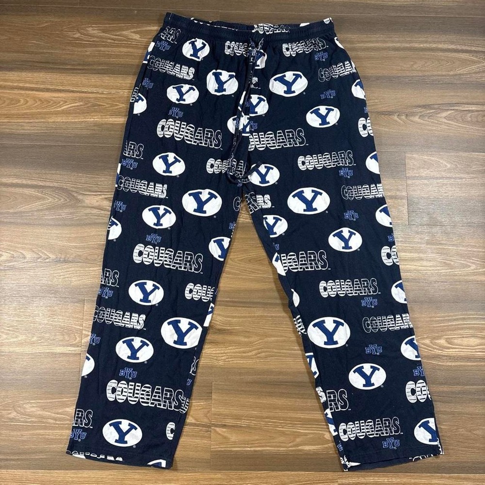 YU BYU Cougars Navy Blue Pajama Pants with white and blue 'Y' logo and 'COUGARS'